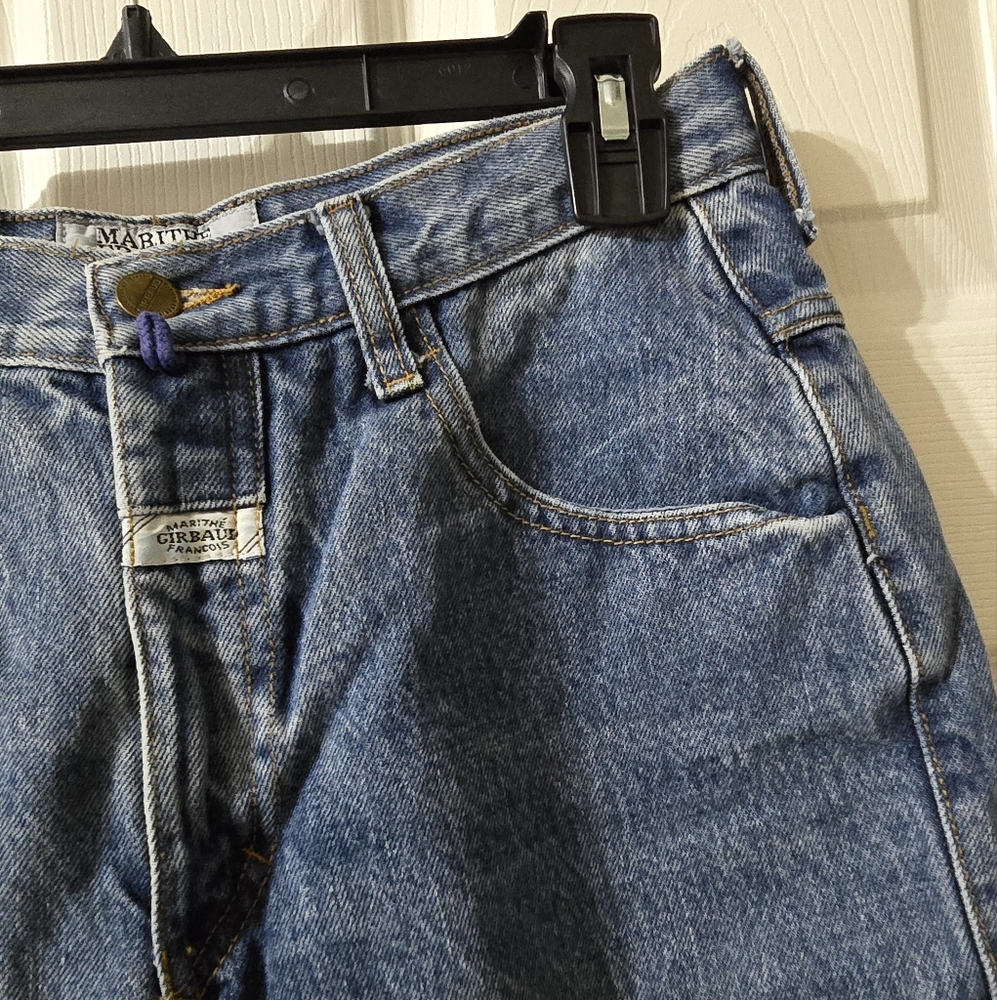 Vintage 90s Marithe Francois Girbaud Femme Stonewash Denim Long Cut-Off Shorts. - Picture 4 of 13